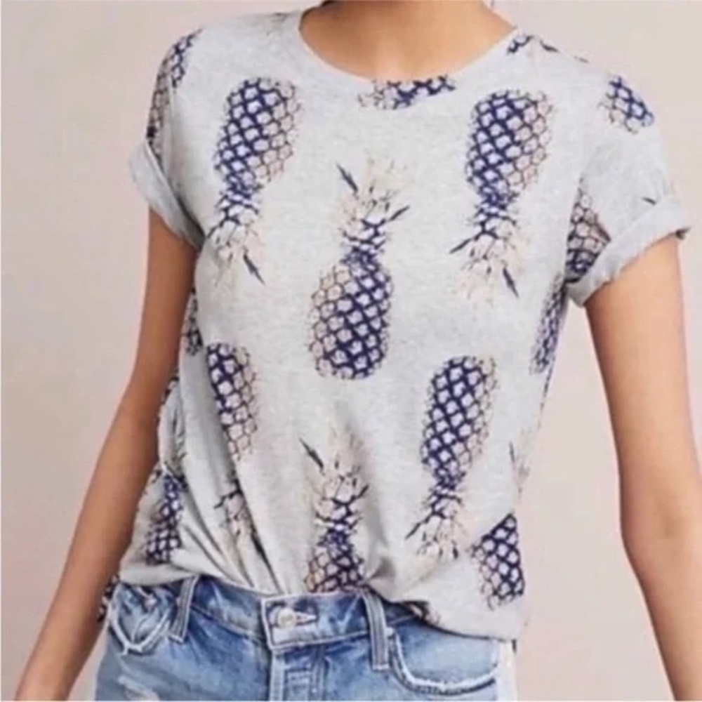 Anthropologie Grey Pineapple T Shirt